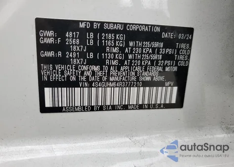 2024 Subaru Crosstrek Limited from USA, damaged, VIN 4S4GUHM64R3777210